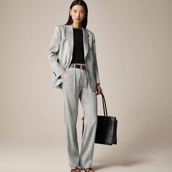 J Crew Portia Pant in Herringbone Linen Blend - Picture 1 of 6